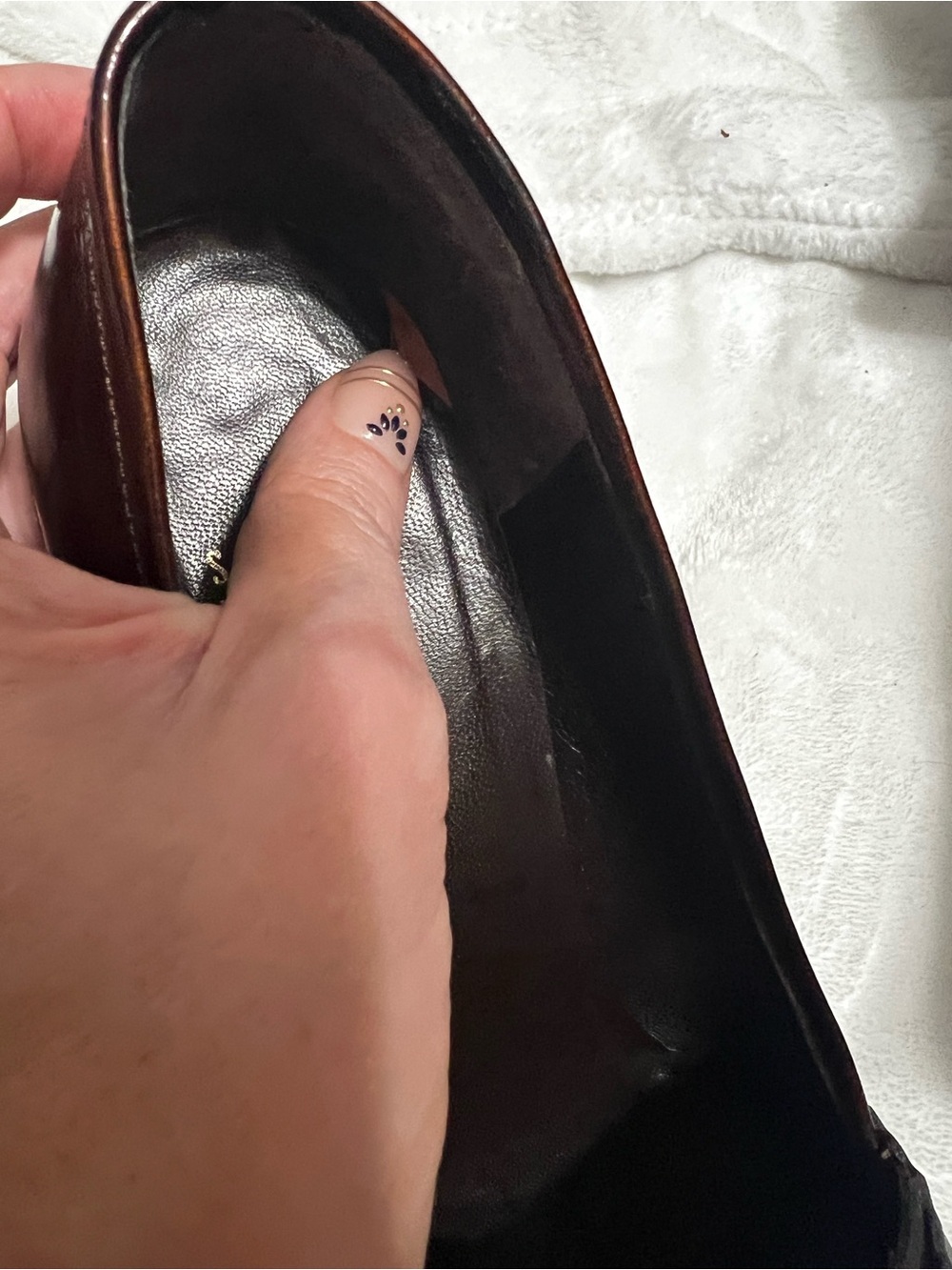 Stuart Weitzman Patent Leather Tortoise
Loafer Heel - Picture 8 of 9